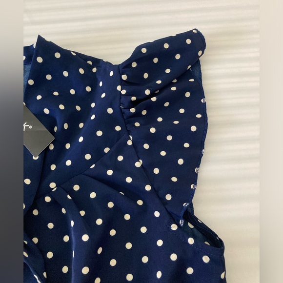 NWT Allegra K polka dot navy/white woman blouse size M - Picture 4 of 9